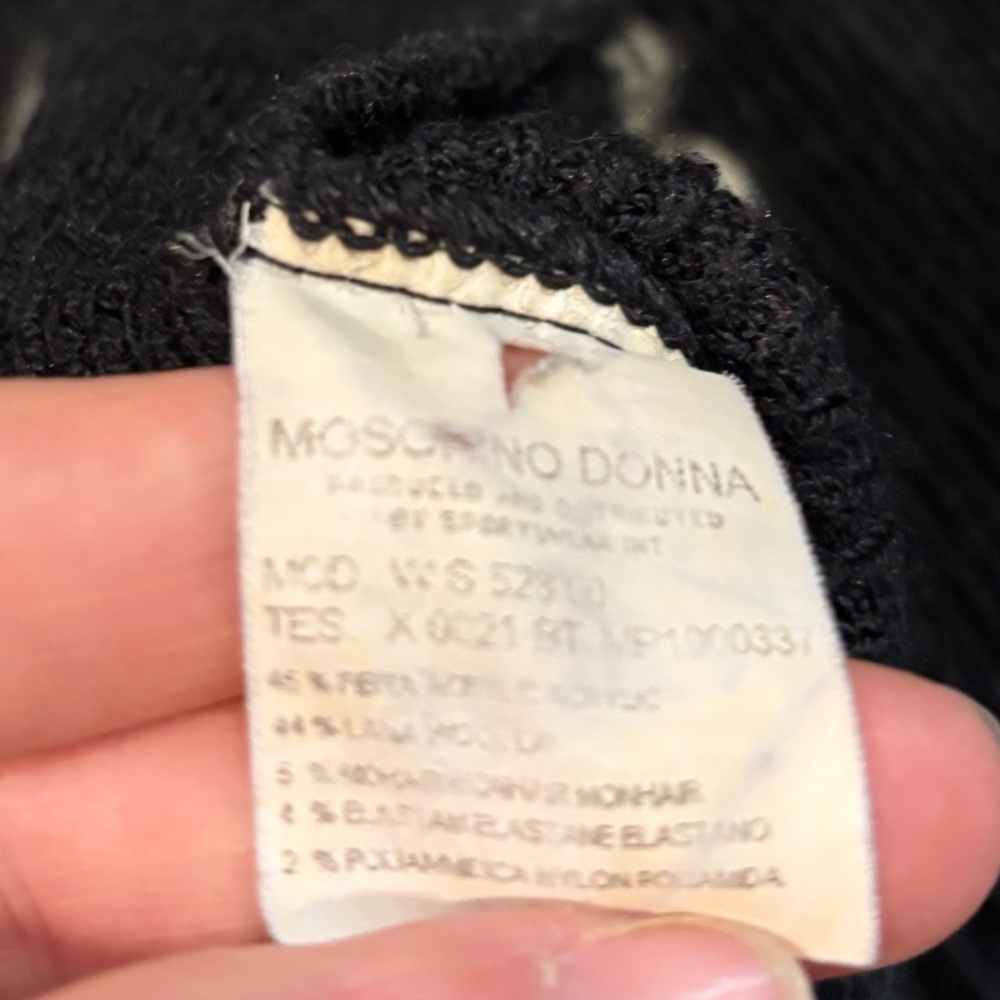 Moschino Jean Black Women's Knit Cardigan with Contrast Trim - Picture 7 of 8